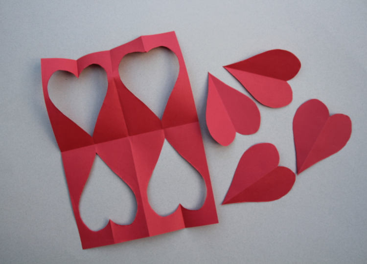  4 paper hearts 4 times tables activity