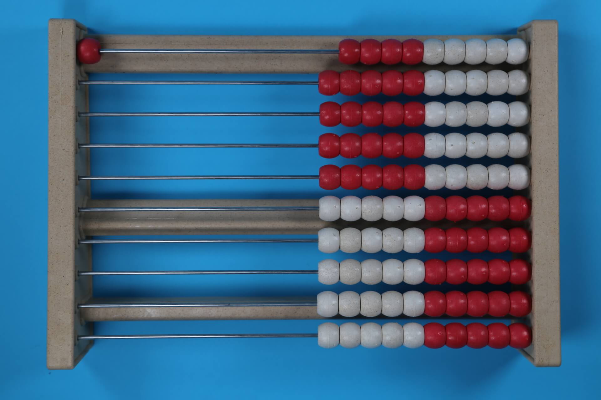 1 beads on a 100 bead rekenrek