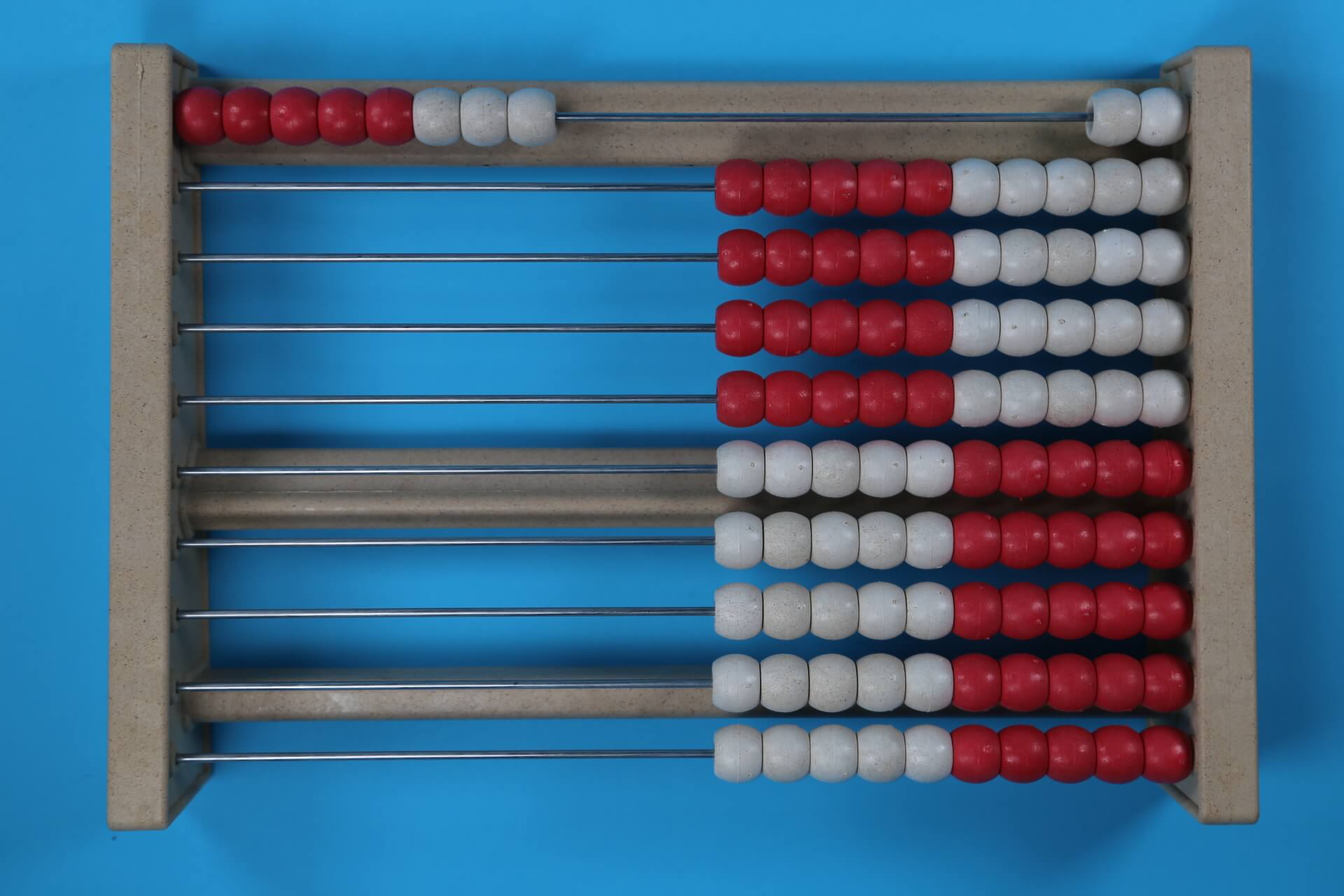 8 beads on a 100 bead rekenrek
